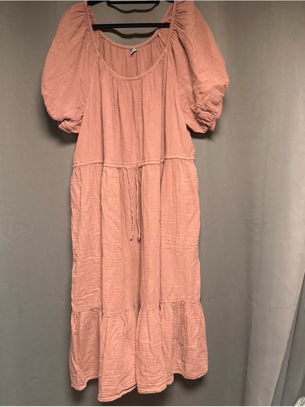 Old Navy Dusty Rose Maxi Dress with Puff Sleeves